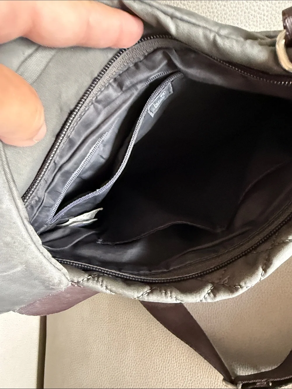 Quilted Crossbody Messenger Bag in Gray